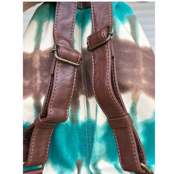 Axcess by Liz Claiborne Tie-Dye Backpack Purse Canvas & Faux Leather Trim - Picture 5 of 6